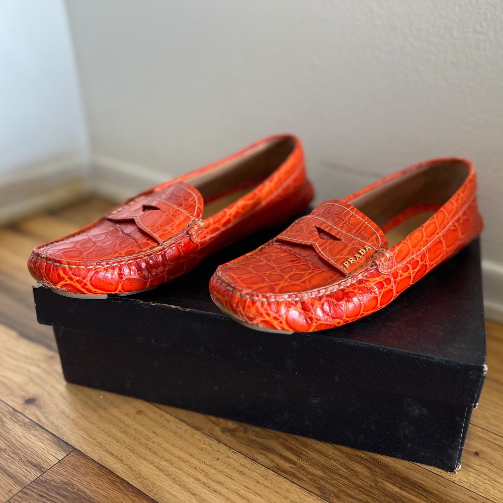 Prada Shoes / Red-Orange / Loafers